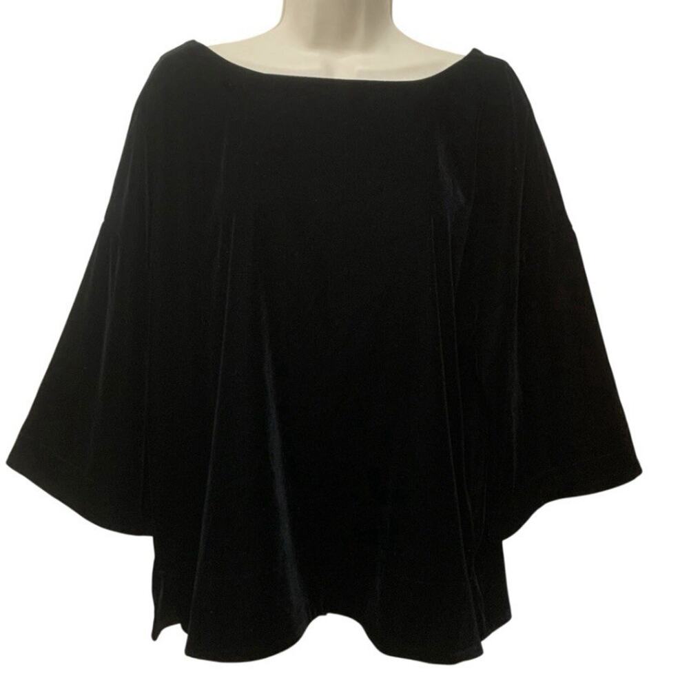 Soft Surroundings Aria Velvet Top Black Wide Sleeve NWT Petite Large PL